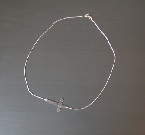 Sterling Silver Cross Necklace - 18" - LittleGemsUSA - 1