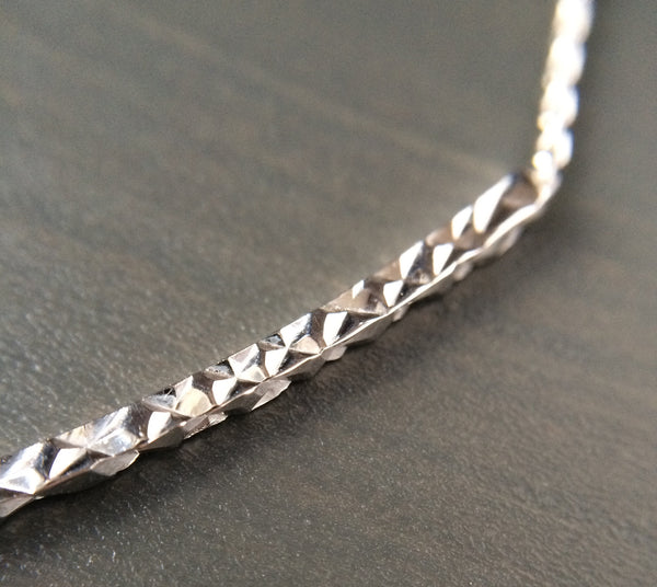Sterling Silver Diamond Cut Bar Necklace - LittleGemsUSA - 1