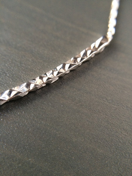 Sterling Silver Diamond Cut Bar Necklace - LittleGemsUSA - 2