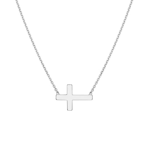 Sterling Silver Sideways Mini Cross Necklace