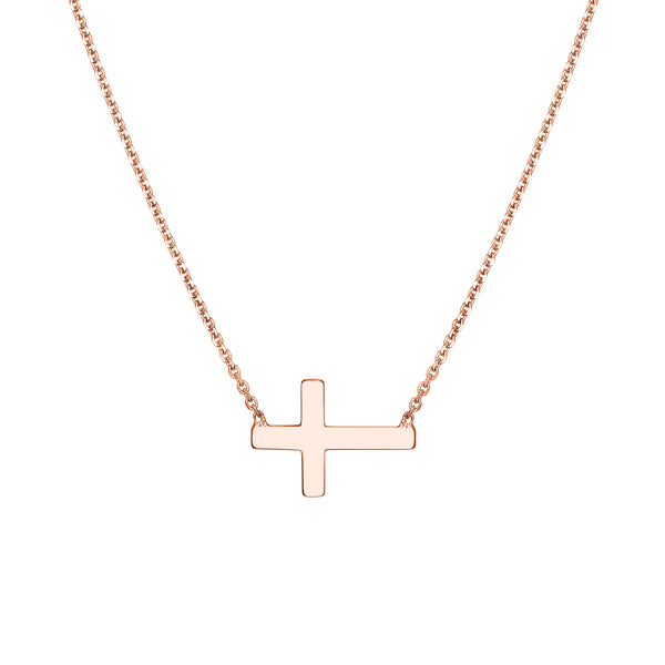 Sterling Silver Sideways Mini Cross Necklace