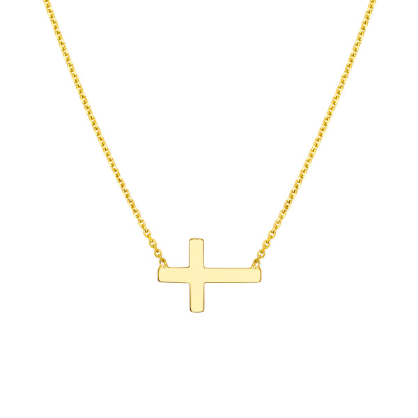 Sterling Silver Sideways Mini Cross Necklace
