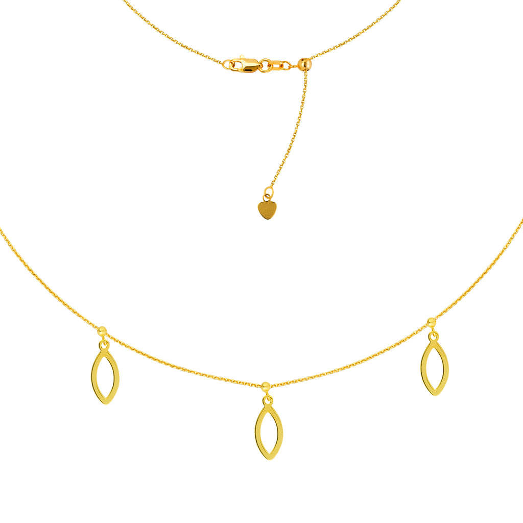 14k Gold Choker with Marquise Drop Charms