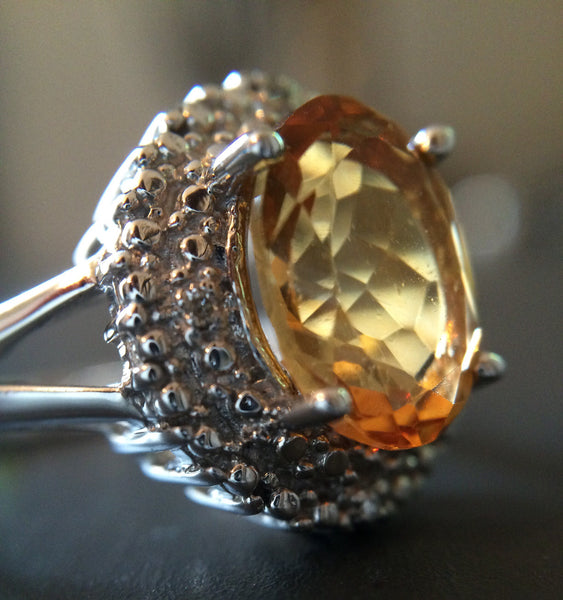 Sterling Silver Citrine Ring - Size 7 - LittleGemsUSA - 1