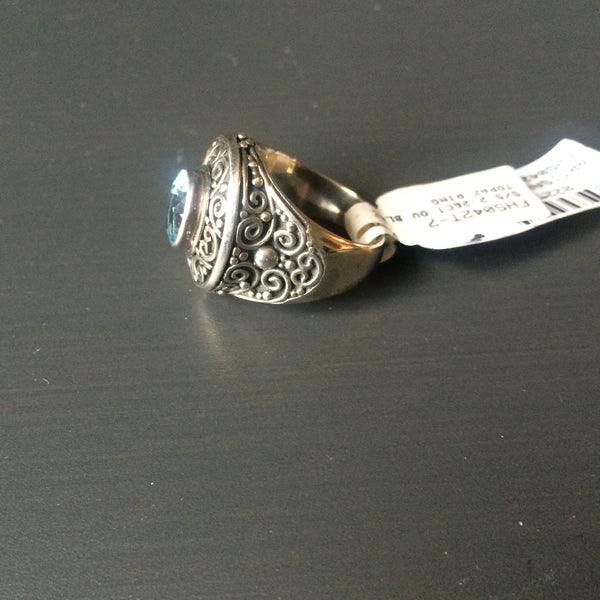 Artisian Blue Topaz Ring - Size 7 - LittleGemsUSA - 3