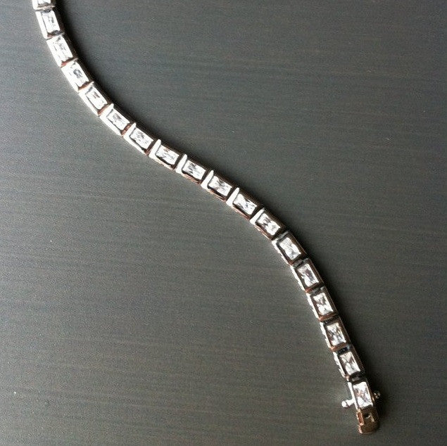 Sterling Silver CZ Tennis Bracelet - LittleGemsUSA - 1