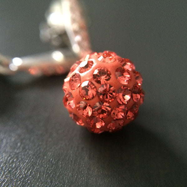 Coral Crystal Pave Dangle Earrings - LittleGemsUSA - 1