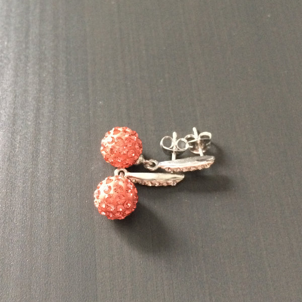 Coral Crystal Pave Dangle Earrings - LittleGemsUSA - 3