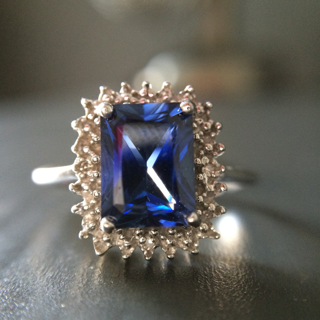 Created Sapphire 1.65 ct Stone Ring - Size 7 - LittleGemsUSA - 1