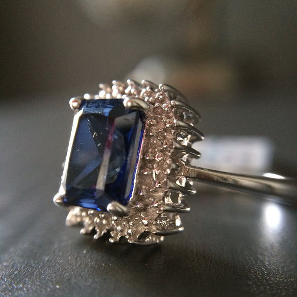 Created Sapphire 1.65 ct Stone Ring - Size 7 - LittleGemsUSA - 2