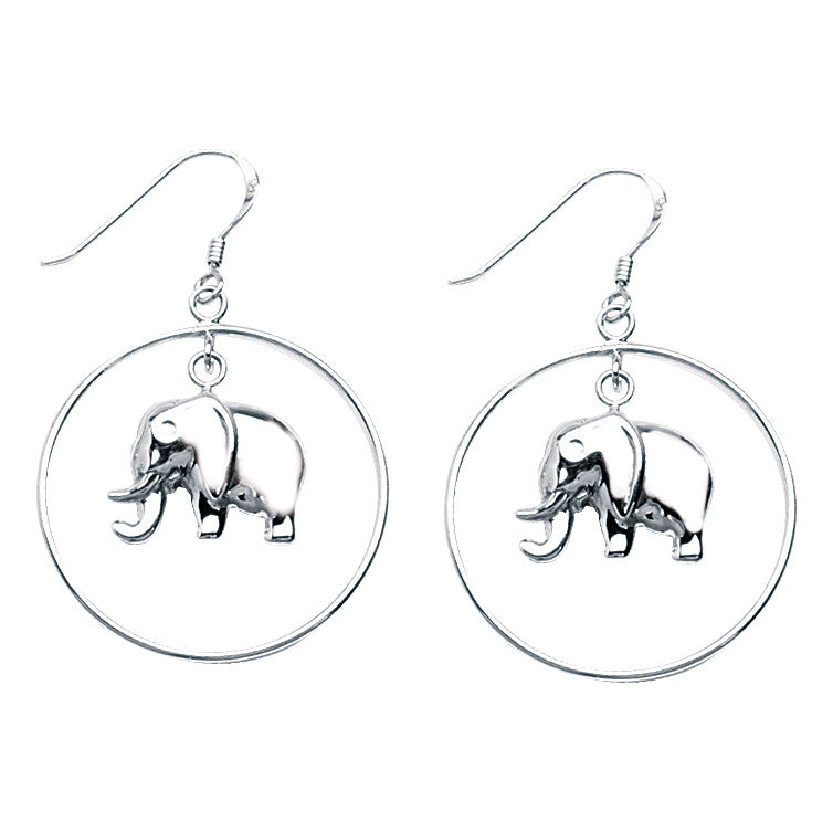 Sterling Silver Dangle Elephant Outline Earrings Sterling Silver Dangle Elephant Outline Earrings