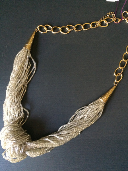 Fancy Bugle Bead Necklace - Silver or Gold - LittleGemsUSA - 4