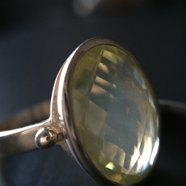 Large Faceted Lemon Quartz Ring - LittleGemsUSA - 1