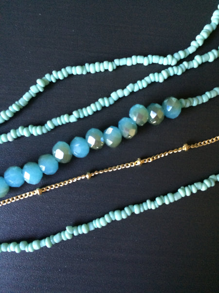 Long Delicate Blue Multi Strand Necklace - LittleGemsUSA - 2