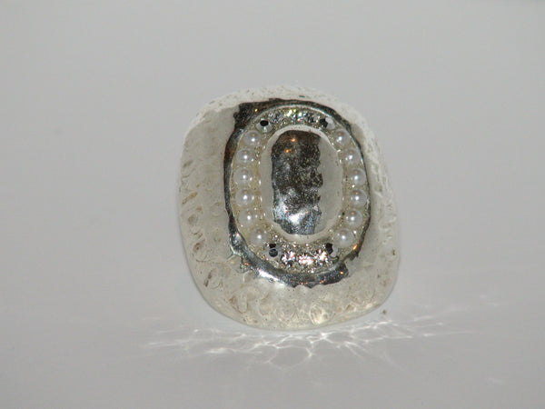 Sterling Silver Statement Ring by Orit Schatzman - Size 6.5 - LittleGemsUSA - 2