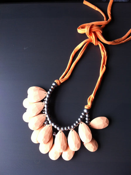 Peach Faceted Teardrops Necklace - LittleGemsUSA - 1