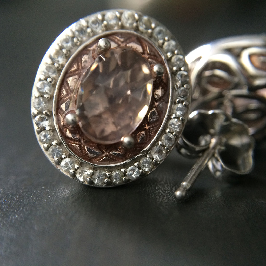 Regal Pink Crystal Ring and Earring Set - Size 7 - LittleGemsUSA - 1