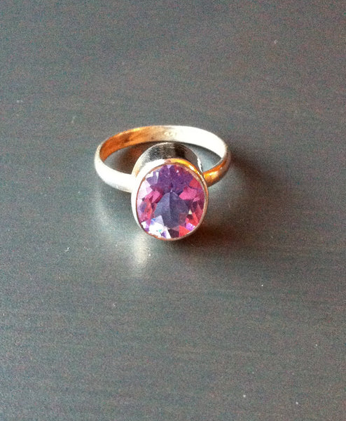 Purple & Pink Stone Ring -  Size 9 - LittleGemsUSA - 2