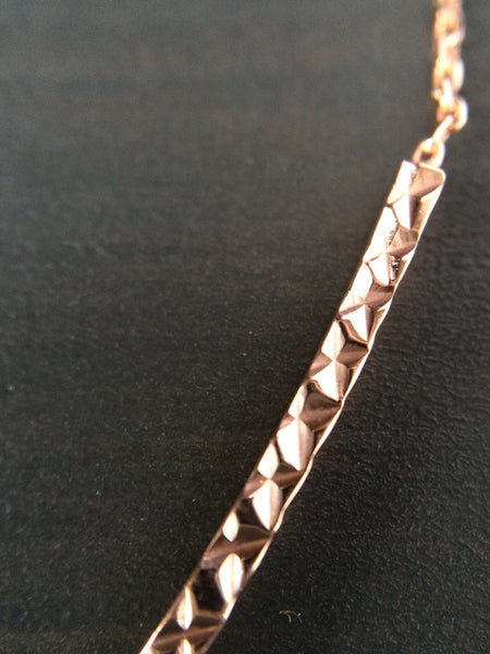 Rose Colored Sterling Silver Diamond Cut Bar Necklace - LittleGemsUSA - 1