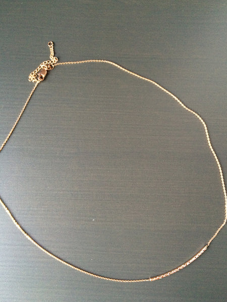 Rose Colored Sterling Silver Diamond Cut Bar Necklace - LittleGemsUSA - 2