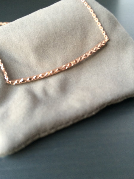 Rose Colored Sterling Silver Diamond Cut Bar Necklace - LittleGemsUSA - 3
