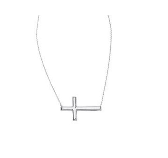 Small Sterling Silver Sideways Cross Necklace