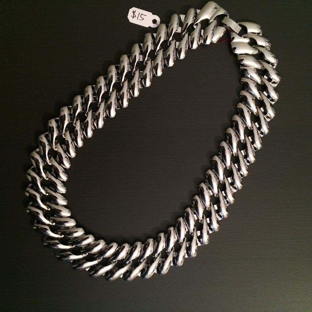 Silver Chain Statement Necklace - LittleGemsUSA - 1