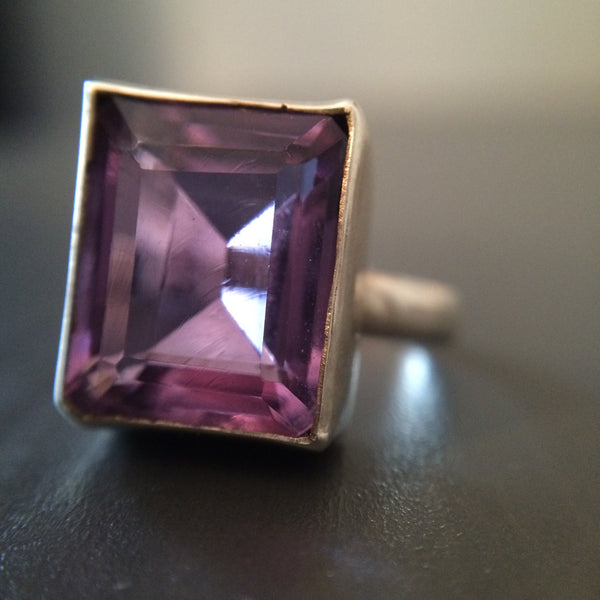 Square Amethyst Ring - Size 6.5 - LittleGemsUSA - 1