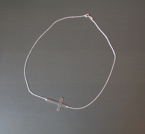 Sterling Silver Cross Necklace - 18" - LittleGemsUSA - 1