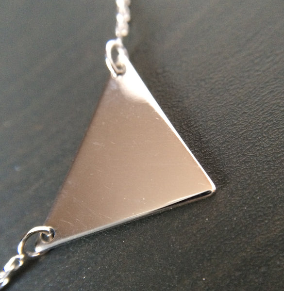 Sterling Silver Triangle Necklace - LittleGemsUSA - 1
