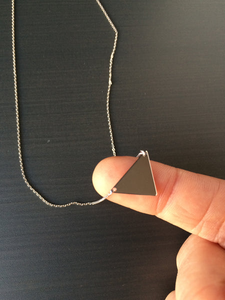 Sterling Silver Triangle Necklace - LittleGemsUSA - 4