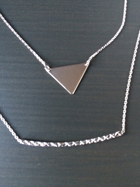 Sterling Silver Triangle Necklace - LittleGemsUSA - 5