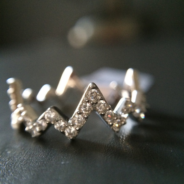 Sterling Silver Zig Zag Chevron Ring  - Multiple Sizes - LittleGemsUSA - 1