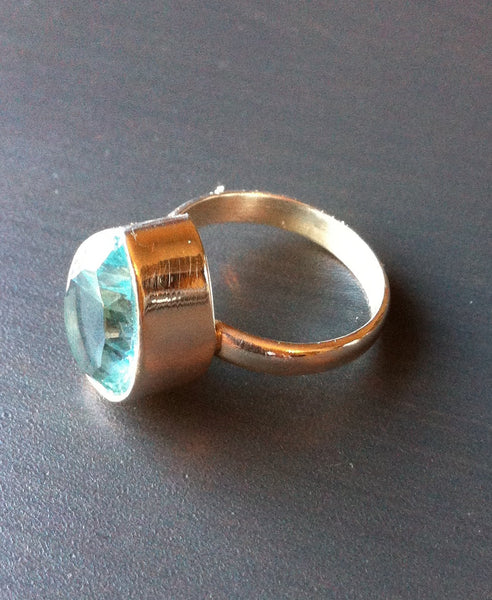 Tear Shaped Blue Topaz Ring - Multiple sizes - LittleGemsUSA - 2