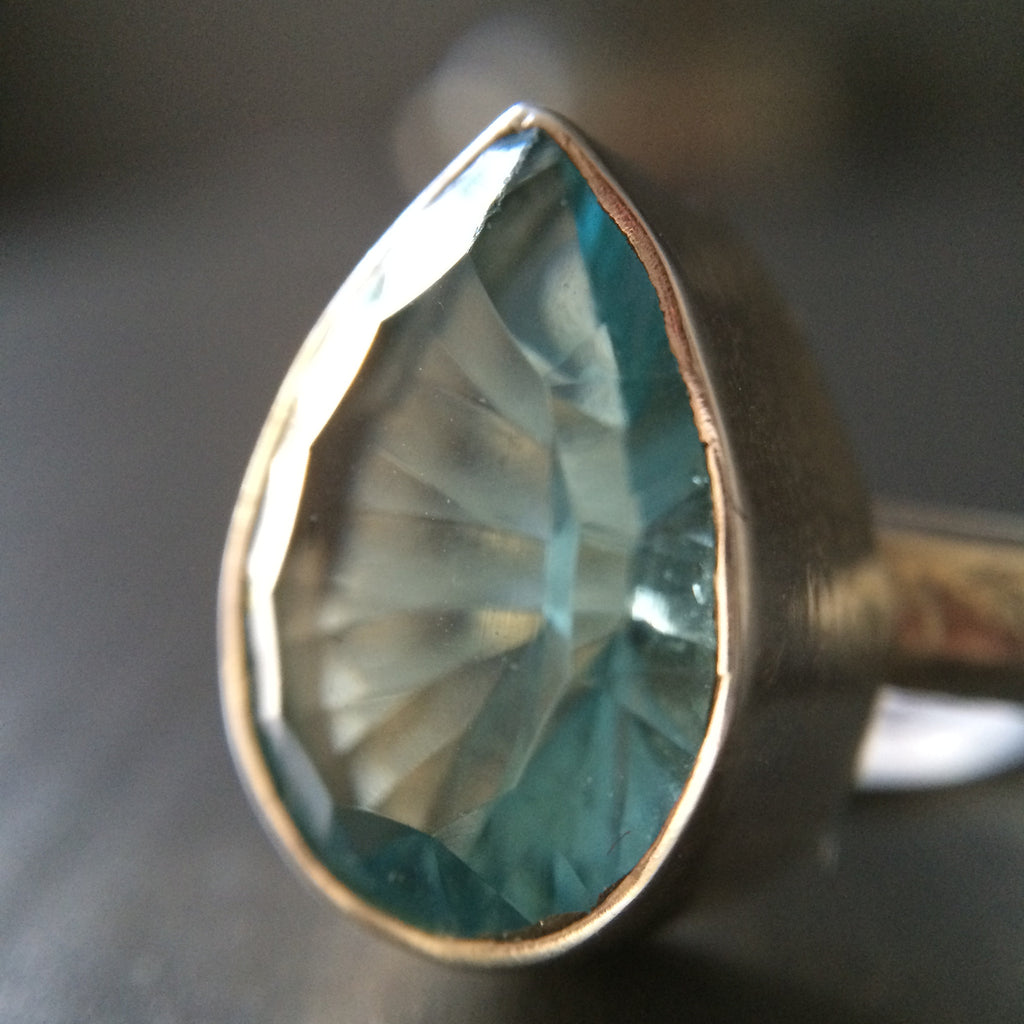 Tear Shaped Blue Topaz Ring - Multiple sizes - LittleGemsUSA - 1